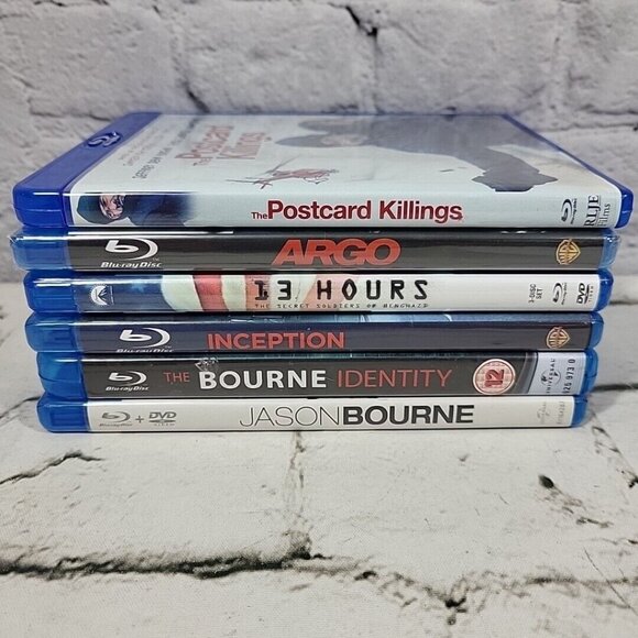 Action Movies Blue-Ray Lot Of 6 Bourne 13 Hours Argo Postcard Killings Inception - Picture 1 of 7